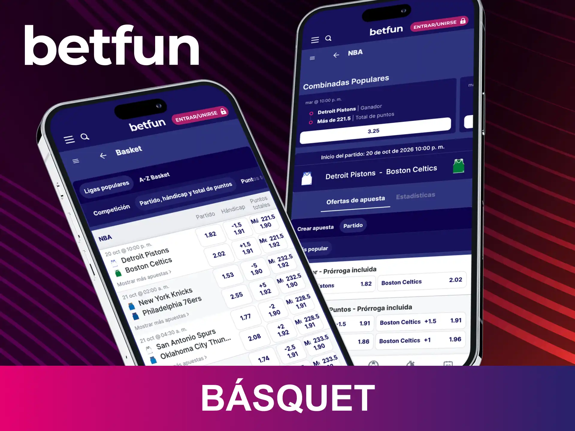 Disfruta apostando en la liga de básquet mediante la app Betfun.
