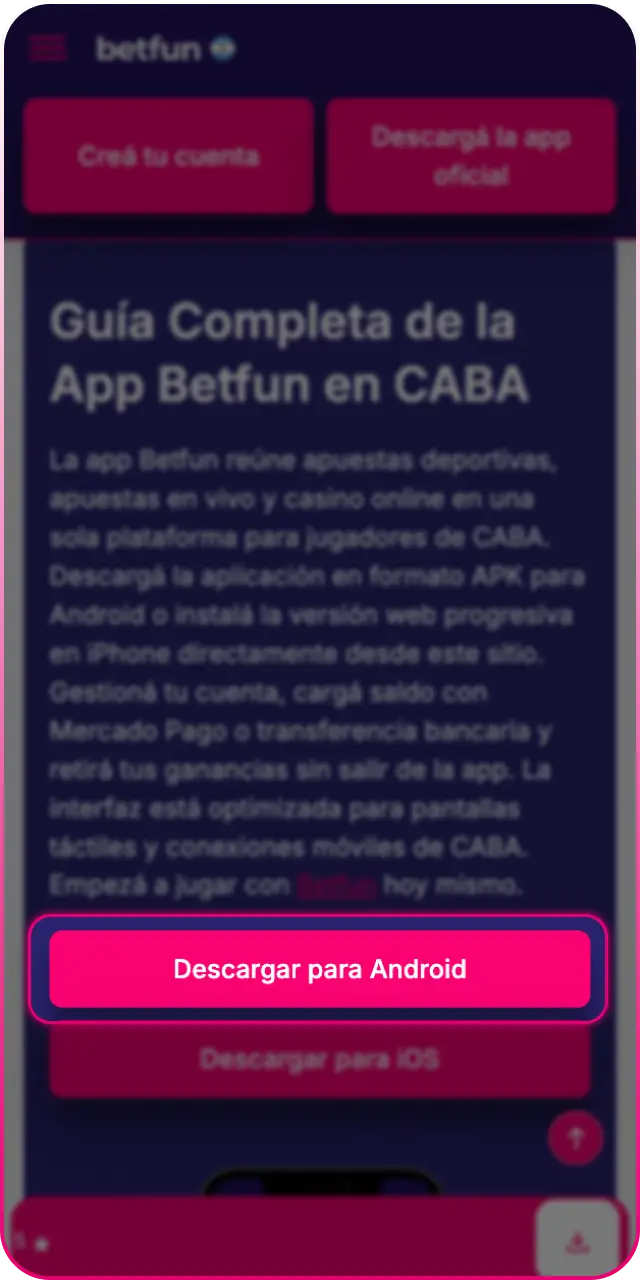 Descargá el apk desde este sitio para tener la app Betfun en tu Android.