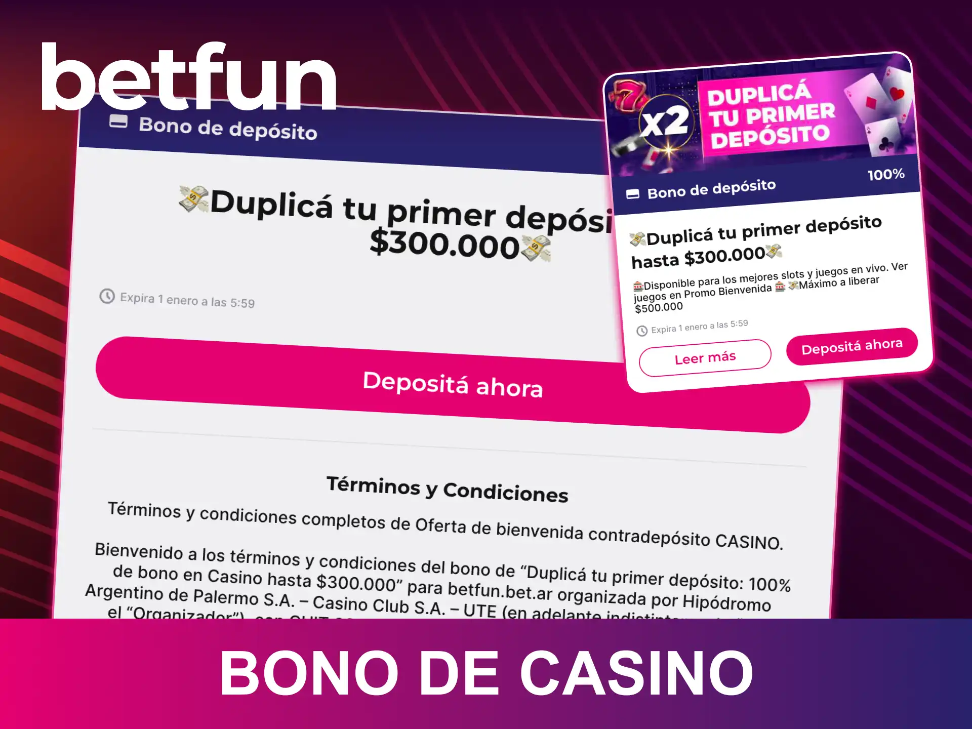 Activa el bono de casino Betfun para multiplicar tus oportunidades de ganar.