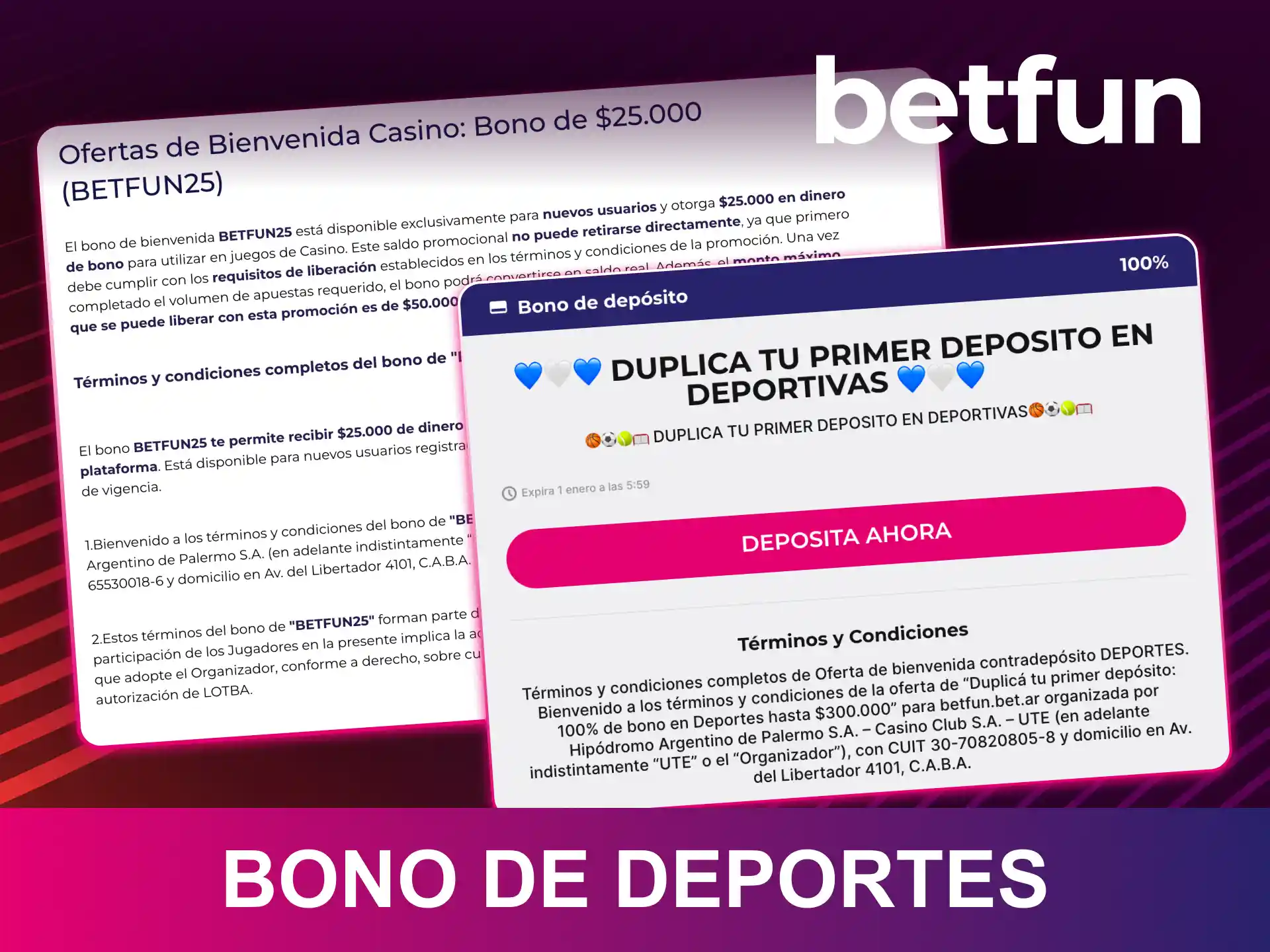 Consigue el bono deportivo Betfun para apostar en tus eventos preferidos.