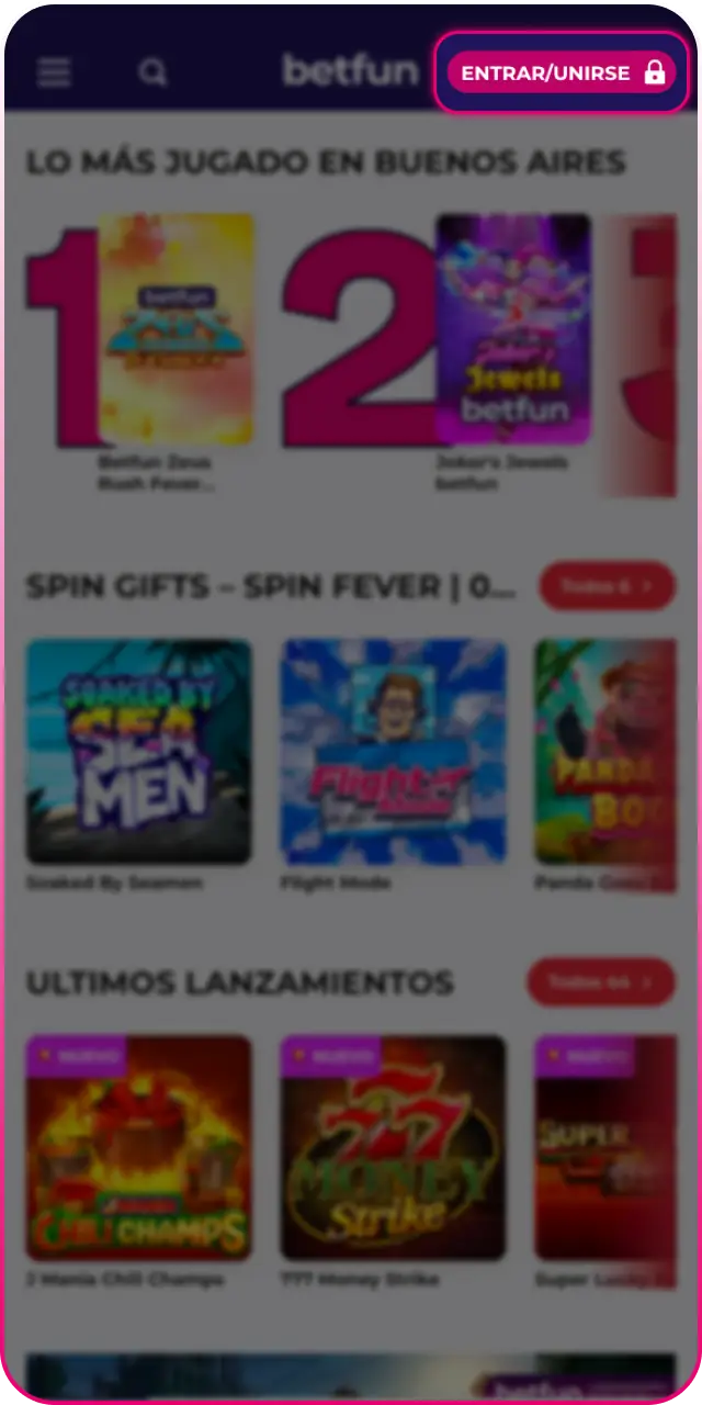 Iniciá sesión con tus credenciales antes de realizar cualquier depósito en Betfun.