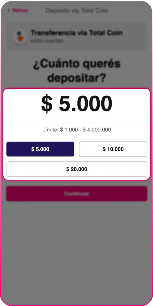 Ingresá el monto y confirmá la transacción para finalizar el depósito en Betfun.