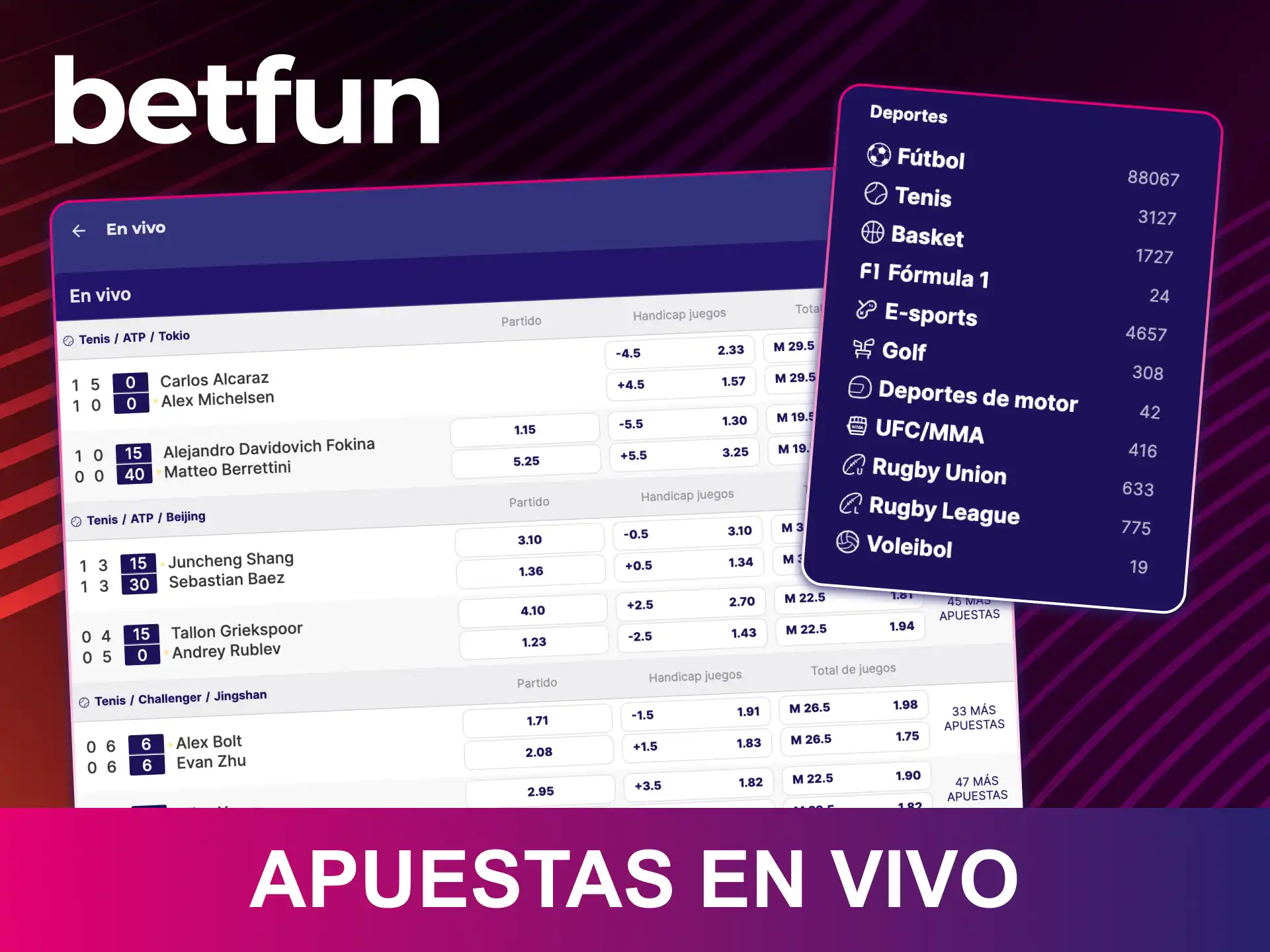 Participa en las apasionantes apuestas en vivo en Betfun y gana en tiempo real.