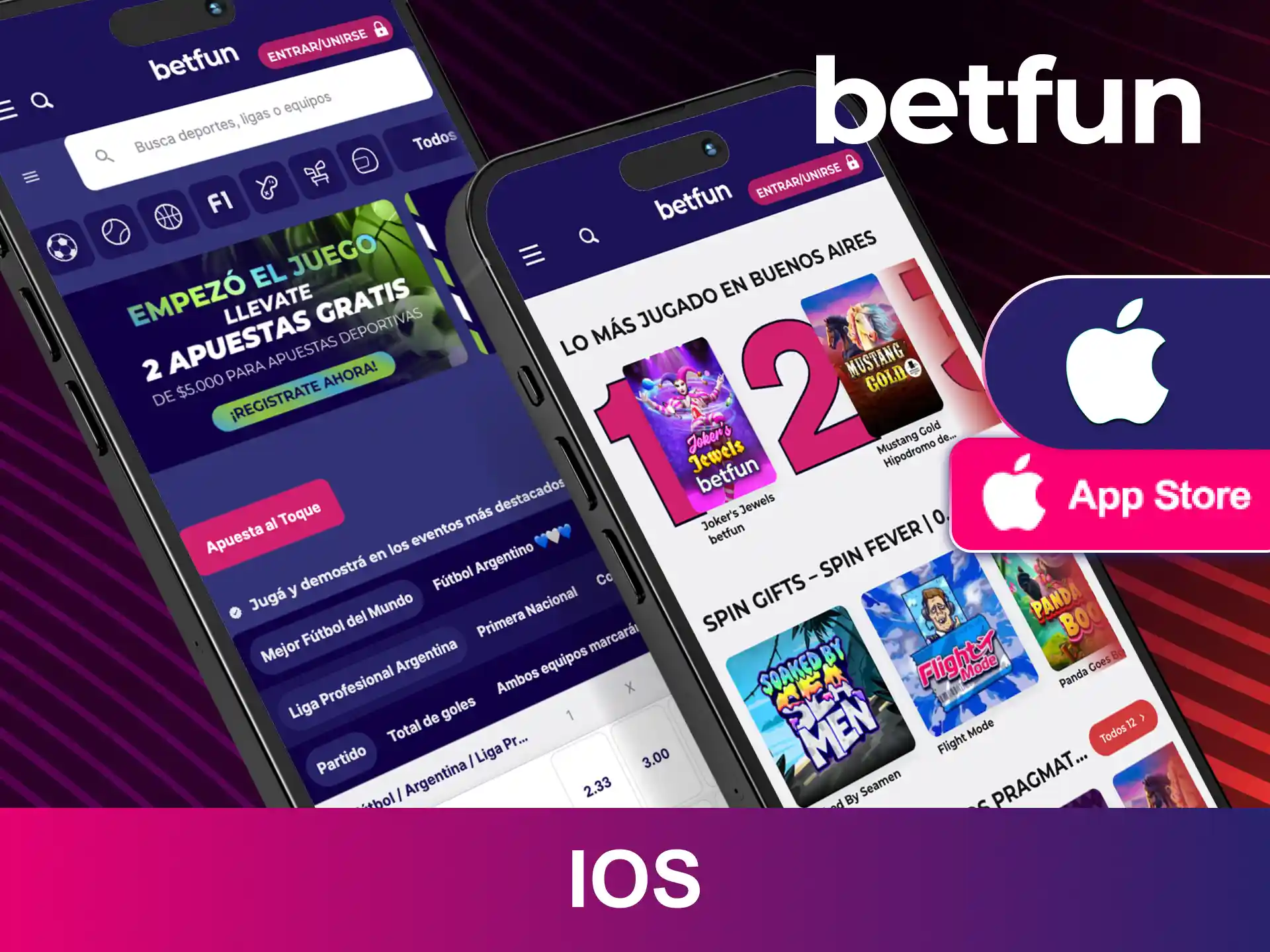 Consigue la app para iOS de Betfun para jugar en el casino desde tu iPhone.