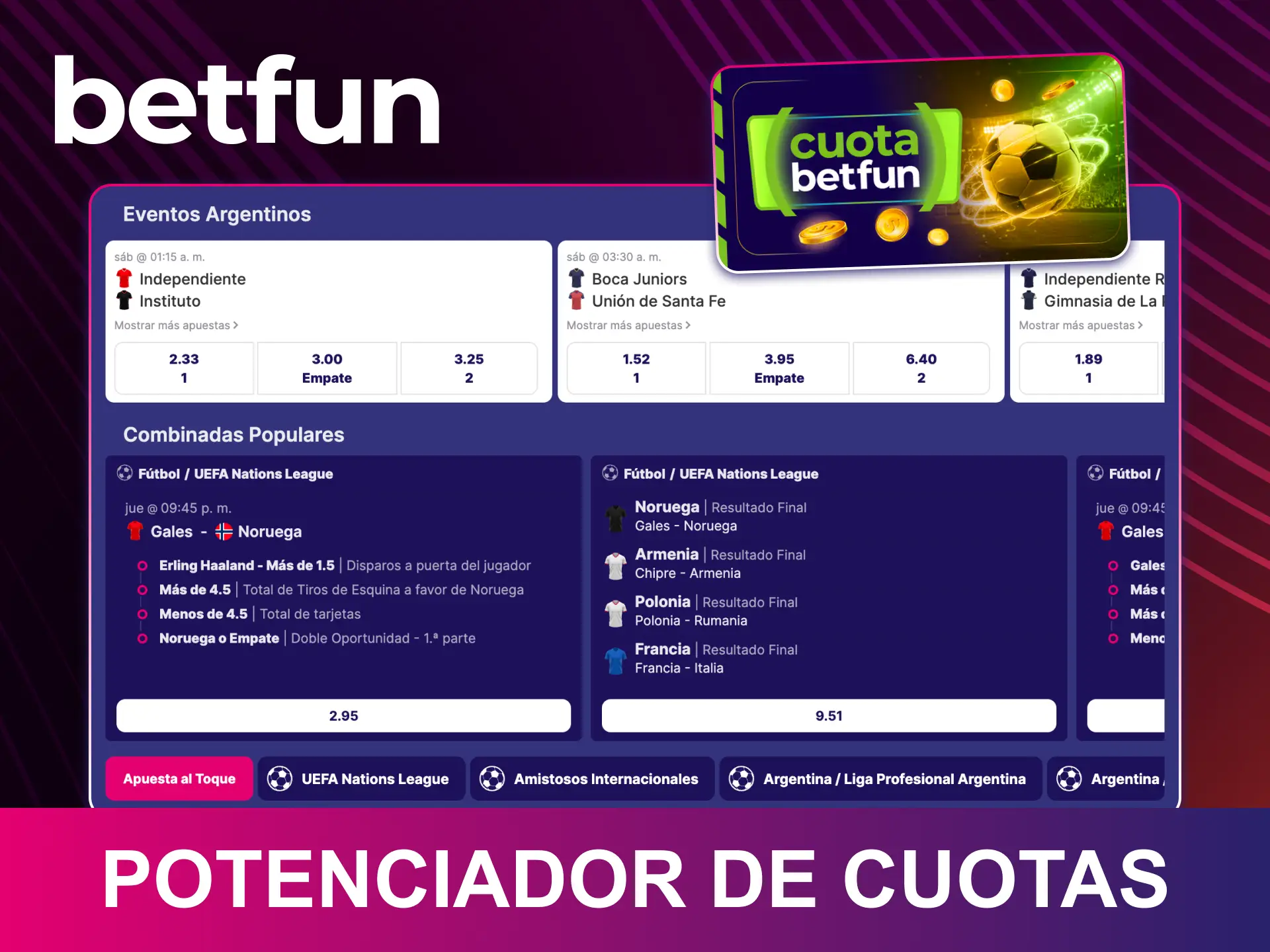 Activa el potenciador de cuotas en Betfun para mejorar tus ganancias deportivas.