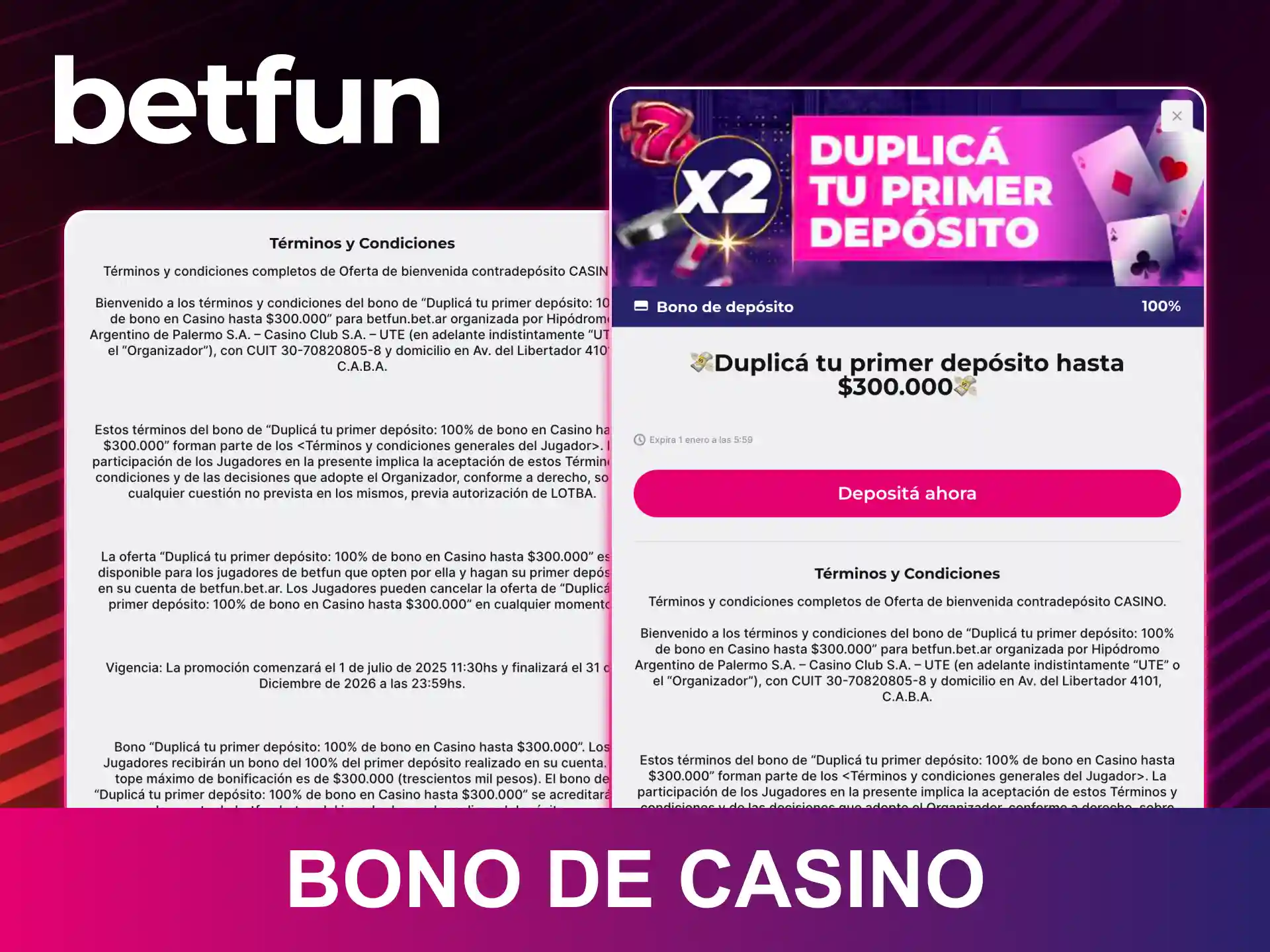 Activa el Betfun bono de casino durante tu registro para empezar con ventaja.