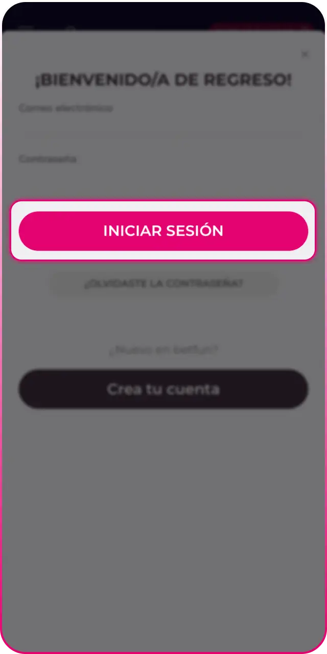 Iniciá sesión por primera vez tras registrarte en Betfun y empieza a jugar.